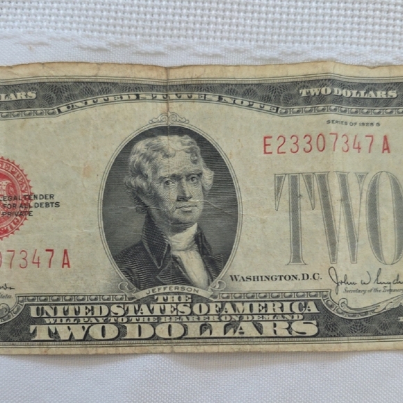 Vintage Rare Red Ink Two Dollar Bill 1928 G - Picture 7 of 8